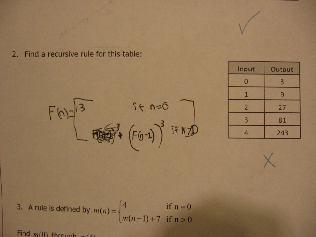Matching a recursive function to a table – Math Mistakes